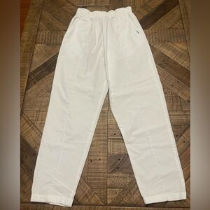 Landau white nursing scrub straight leg pants featuring an elastic waist